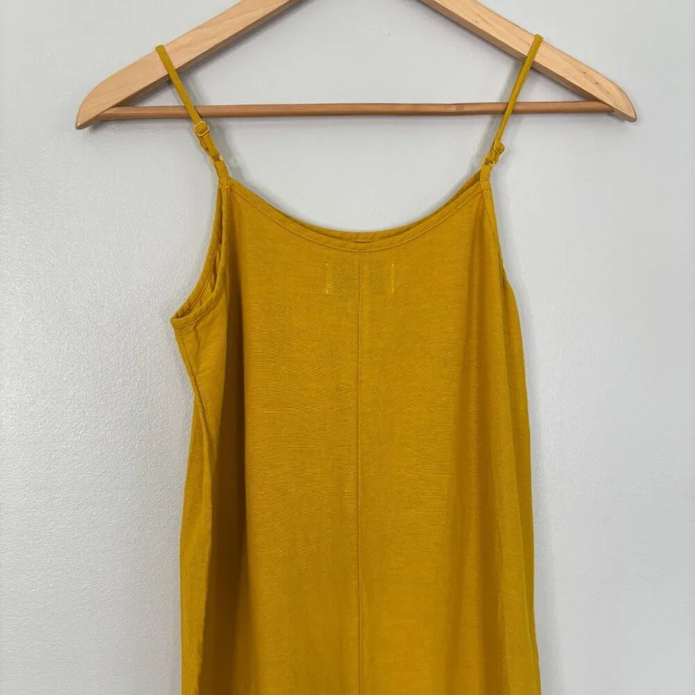 Old Navy Girls Maxi Dress XL 14 Golden Yellow Cotton Blend Eyelet Hem Sleeveless